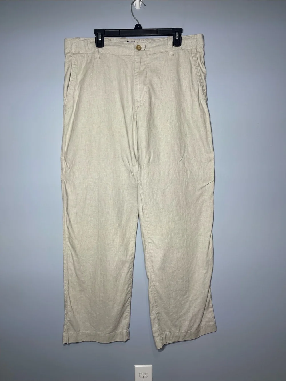 Banana Republic Beige Linen Blend Pants Straight Flat Front Mid Rise 36x32
